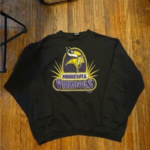 LOGO 7 Vintage Minnesota Vikings Black Crewneck